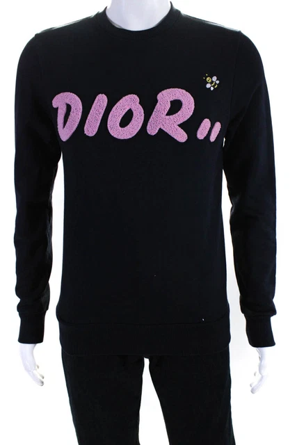 CHRISTIAN DIOR X KAWS 2019 Bee Embroidered Crew Neck Sweatshirt Navy Pink XXS 424.57 PicClick UK