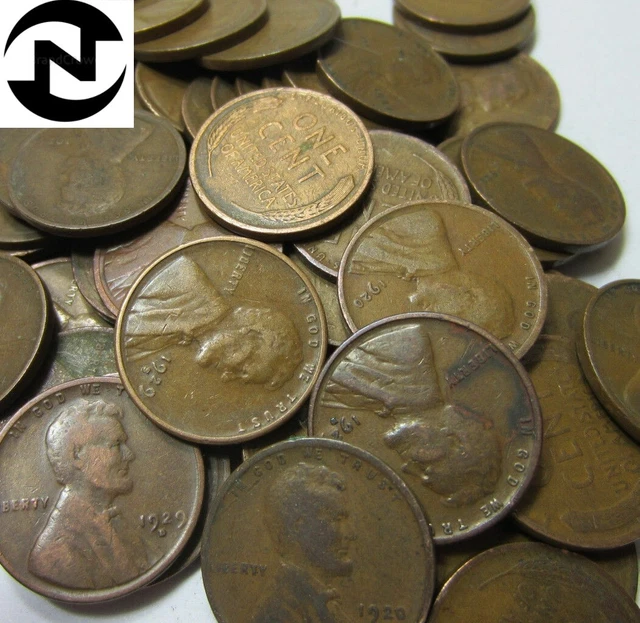 50x TWENTIES Lincoln Wheat Penny Roll/Lot ~ 1920-1929 (mixed) ~ P/D/S ~ 1 Roll