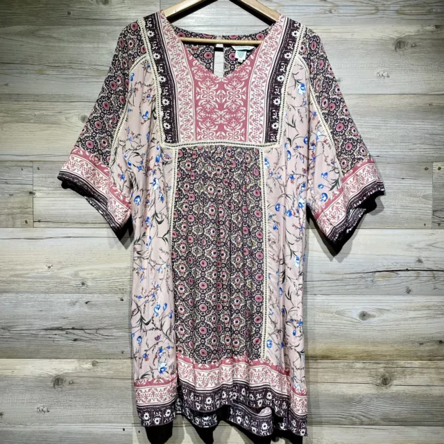 Sundance Mini Dress Size Petite Medium Floral Patchwork Boho Crochet Prairie
