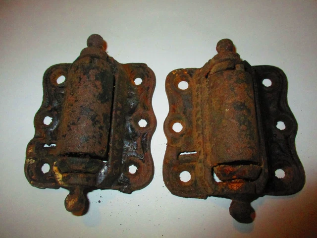 Vintage Set Cast Iron Spring Hinges Screen Door Hardware