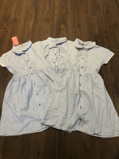 Girls 3 x Tu blue gingham summer dresses. Age 10 Years. BNWT