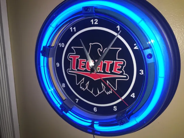 Tecate Mexico Cerveza Beer Bar Man Cave Advertising Neon Clock Sign