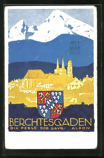 Künstler-AK Ludwig Hohlwein: Berchtesgaden, Tourismus-Werbung für die Perle der