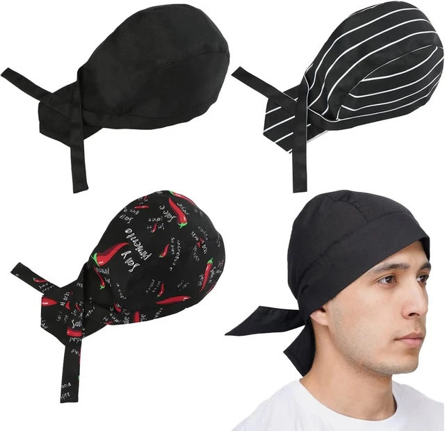Cappello Da Chef Bandana Gordon - Nero/Bianco, Regolabile, Lavabile, Per Cuochi Uomini E Donne - Foto 7