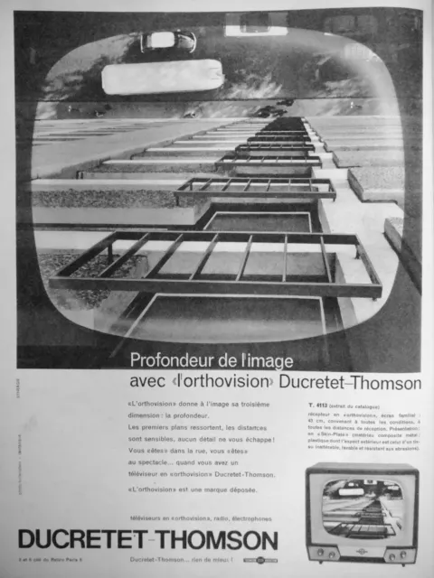 Publicité Ducretet Thomson Téléviseur En Orthovision Profondeur De L'image