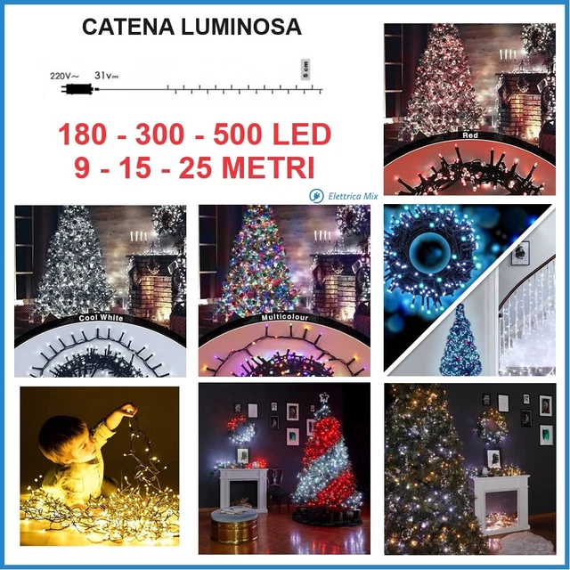 Catena Luminosa Esterno 20M 200 LED - 8 Modalità, Timer, Impermeabile, Per Albero Di Natale E Giardino