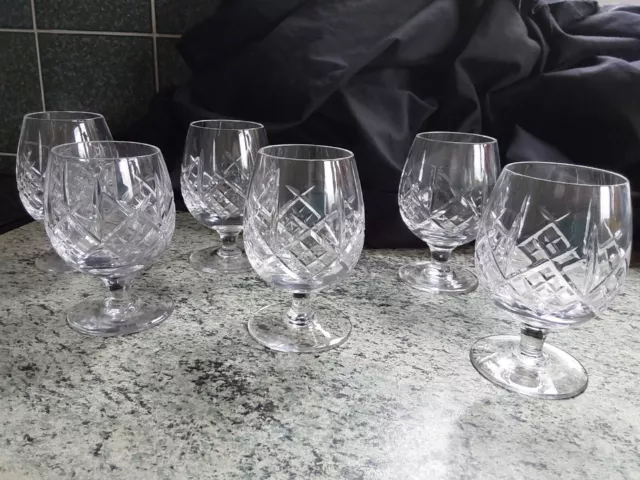 6 Webb Corbett/Royal Doulton Julia Pattern Small Brandy Glasses Second Quality