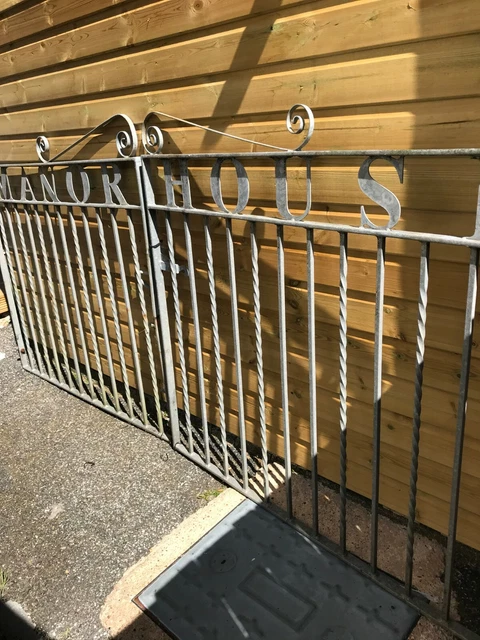House Gate Names LARGE BESPOKE MANOR House galvanise gates with matching house name sign ...