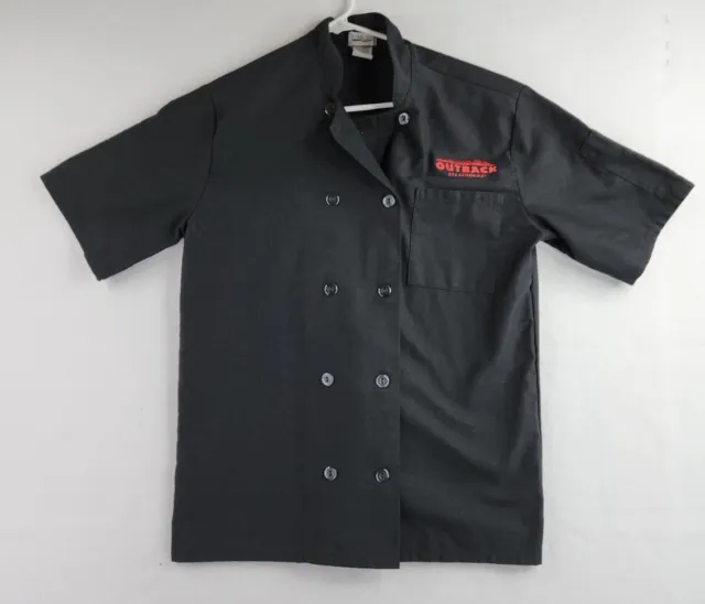 Outback Steakhouse Logo Mens Black Short Sleeve Chef Cooks Shirt Size SM