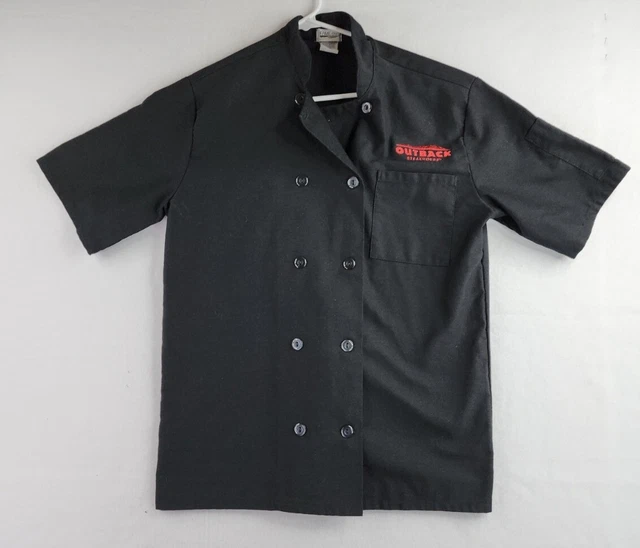 Outback Steakhouse Logo Mens Black Short Sleeve Chef Cooks Shirt Size SM