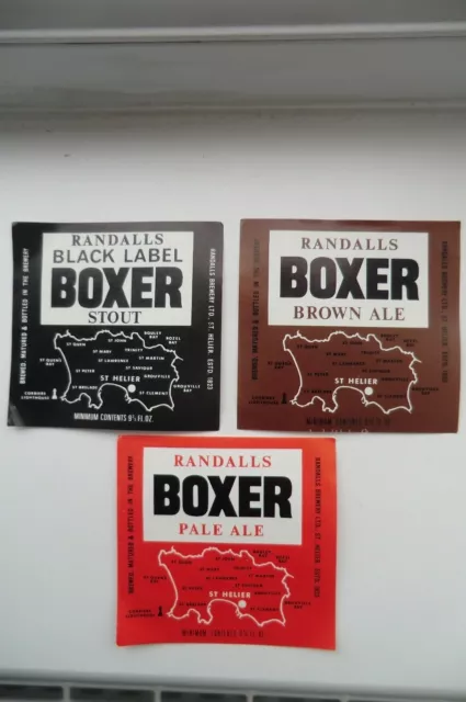 3 Neuwertig Randalls I Of W St Helier Boxer Brauerei Bierflaschenetiketten