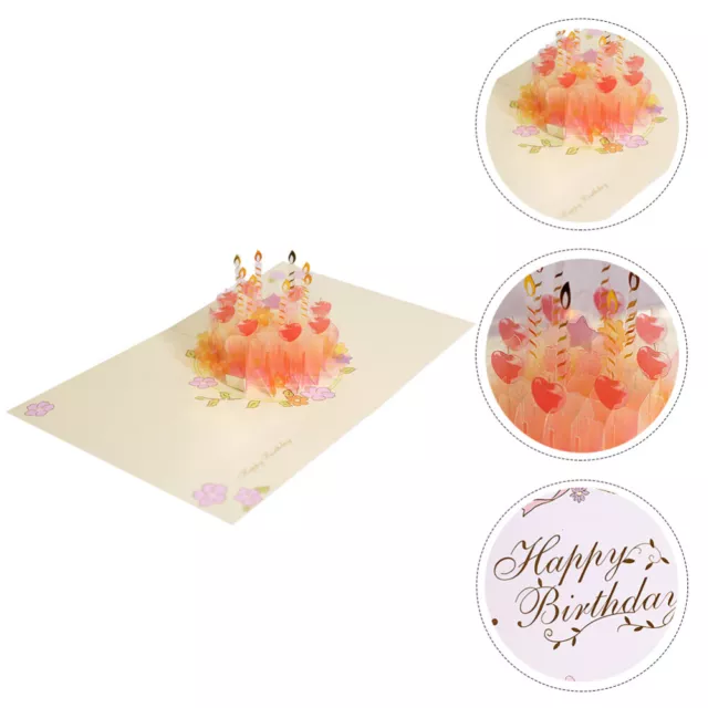 Crystal Cake Card Birthday Gift 3d Wish Cards Blessing Fold Three-dimensional