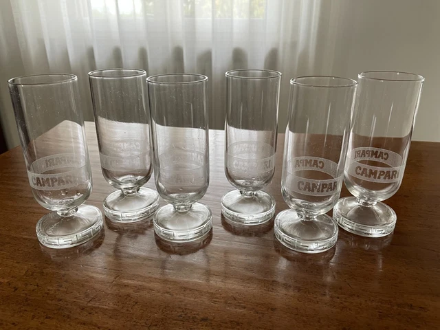 6 BICCHIERI BITTER CAMPARI MODELLO GRECA IN BOX - MATTEO THUN DESIGN MILANO ’80s