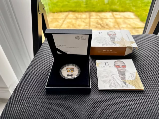 Royal Mint Elton John 2020 UK One Ounce Silver Proof Coin Boxed COA BN