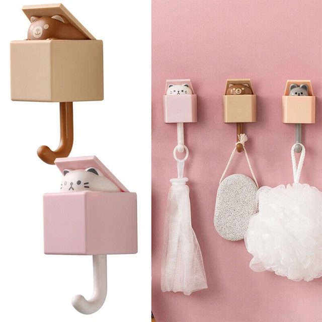 Cute Cat Hook Seamless Washroom Bedroom Door Hanger Key Umbrella Towel Cap Hooks