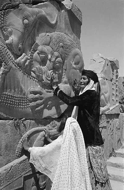 Women In Persepolis In Iran, circa 1960 Old Photo