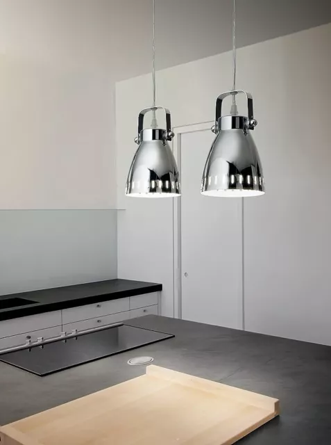 Lampadario a Sospensione in Stile Industriale metallo cromato 1 LUCE IDEAL LUX