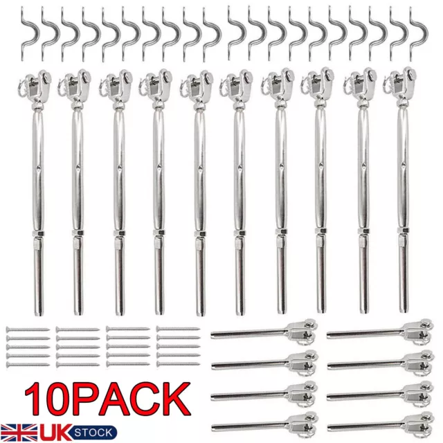 10x Stainless Steel Balustrade Swage/Jaw 3mm Cable Turnbuckle DIY Stair Wire Kit