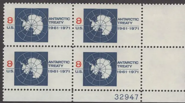 Scott # 1431 - US Plate Block of 4- Antarctic Treaty - MNH - (1971)