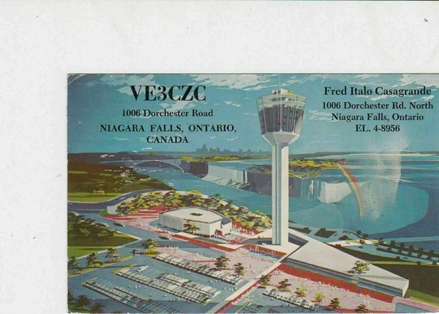 Vintage QSL Radio communication card  niagara falls 1963 ref 19109