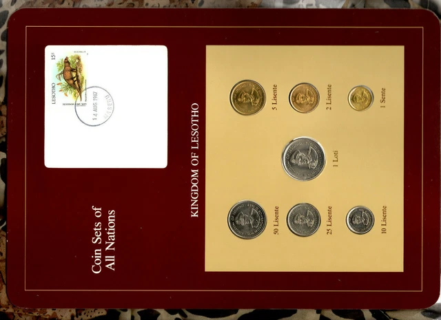 Coin Sets of All Nations Lesotho wc 1 Loti, 25,5,2 Lisente 1979 50,10,1 1983 UNC