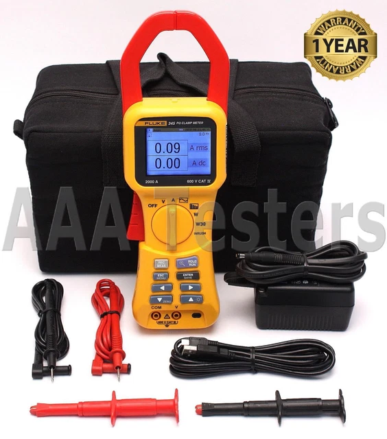 Fluke 345 Simple Phase Puissance Qualité Serrage Mètre Courant Dc 2000A