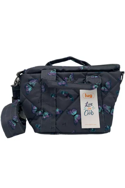 Lug Small Crossbody with Tote Handles Dory Mini Butterfly Gray
