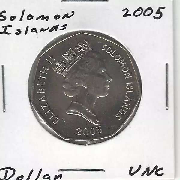 Solomon Islands 1 Dollar 2005, Sea Spirit, 7-Sided, Large Coin, Uncirculated !