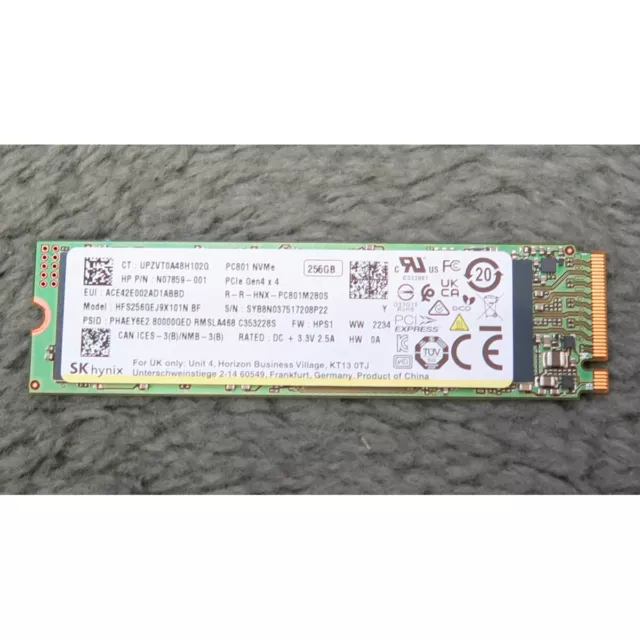 Unidad de estado solido SSD SK Hynix 256GB PCI-E M.2 2234 NVMe HFS256GEJ9X101N