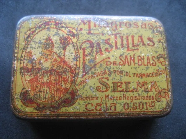 Caja Metal Farmacia. Pastillas De San Blas. Para La Tos. F. Selma, Valencia