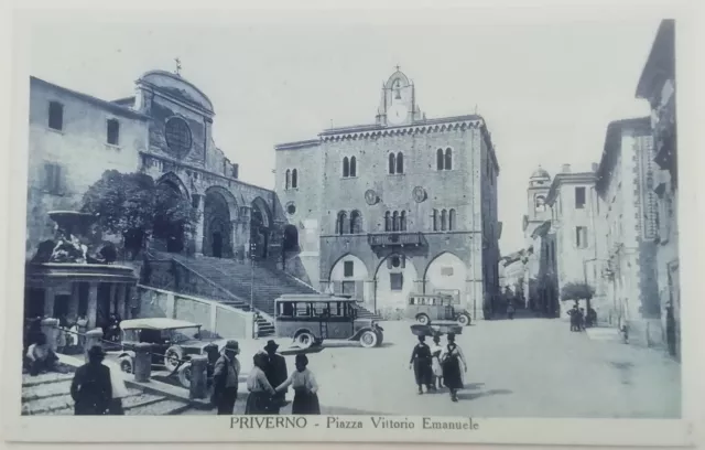 Cartolina Priverno Automobile Piazza Vittorio Latina Lazio Animata Paesaggistica