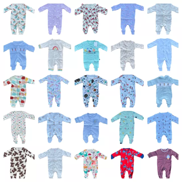 Baby Sleepsuit Babygrow Girls Boys Cotton All-In-One Unisex Embroidered Pyjamas