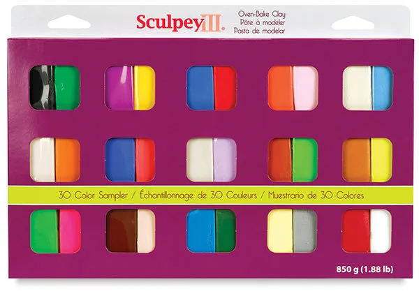 Sculpey III Polymer Ton Multipack 30 Farben Pack Sampler Modellierungsset