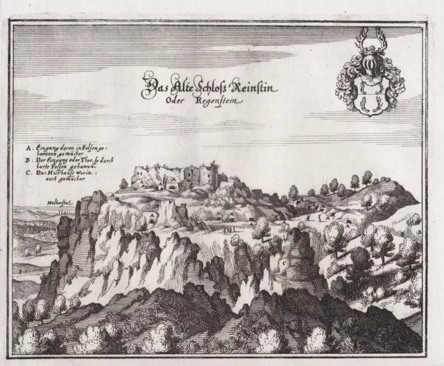 Blankenburg Burg Regenstein Ruine Sachsen-Anhalt Kupferstich Merian