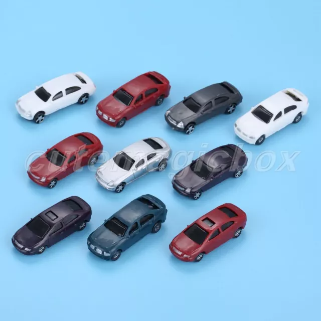 10Pcs Plastic Painted Model Cars HO Scale 1:100 For Building Park Street Layout