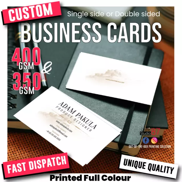 Custom Business Card Printed Full Colour Single/Double Sides 350 & 400gsm Cards
