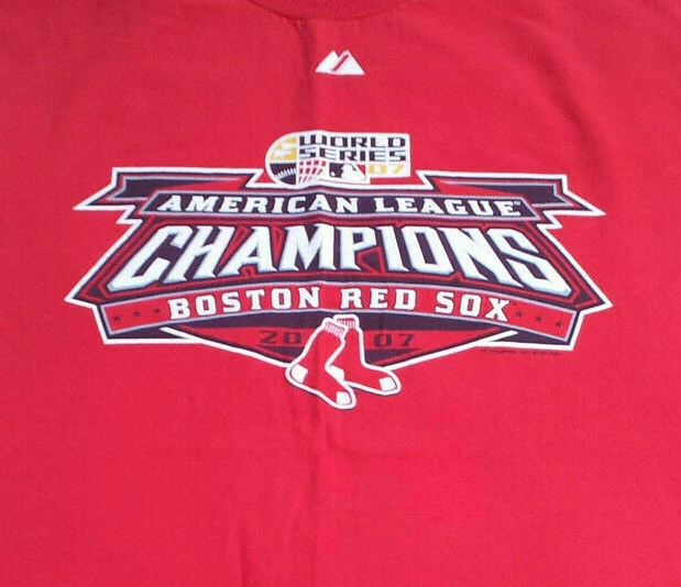 Boston Red Sox T Shirt L Large MLB NWOT Majestic 2007 AL Champions Roster INV296