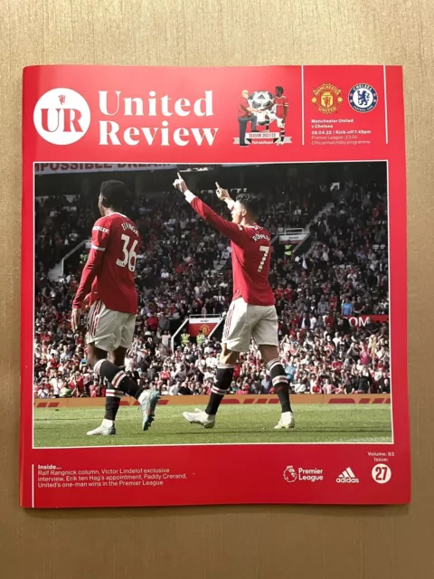 Manchester Man Utd United vs Chelsea 2021/22 Premier League Programme