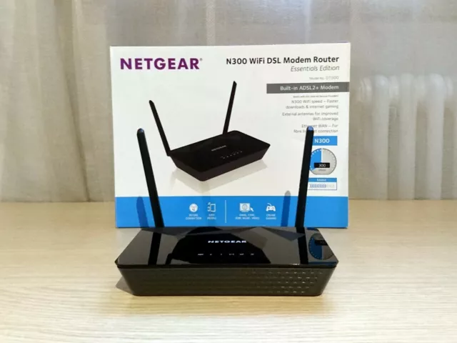 Netgear N300 D1500 Router WiFi Wireless WLAN Modem ADSL DSL Porta WAN Fibra