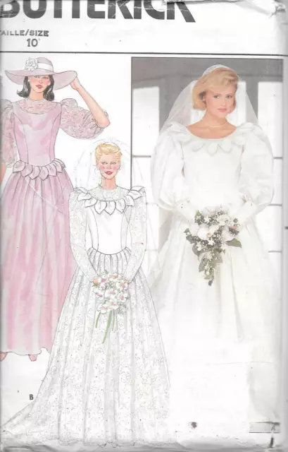 UNCUT vintage Butterick sewing pattern 6394 ladies 10 wedding dress & petticoat