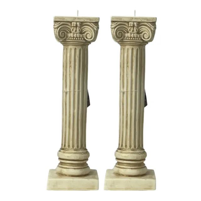 Set Of 2 Greek Ionic Order Column Tealight Candle Holder Pillar Pedestal Statue