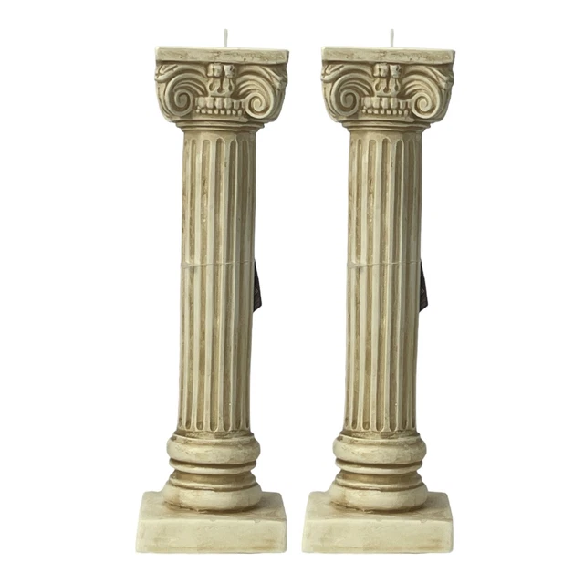 Set Of 2 Greek Ionic Order Column Tealight Candle Holder Pillar Pedestal Statue Set Of 2 Greek Ionic Order Column Tealight Candle Holder Pillar Pedestal Statue