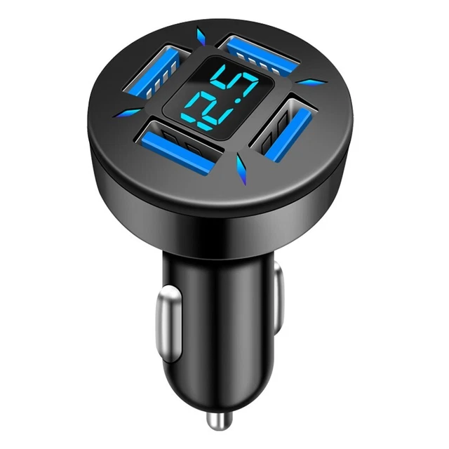 Caricabatterie per auto in lega di alluminio di alta qualità con rilevamento tensione 4 porte USB