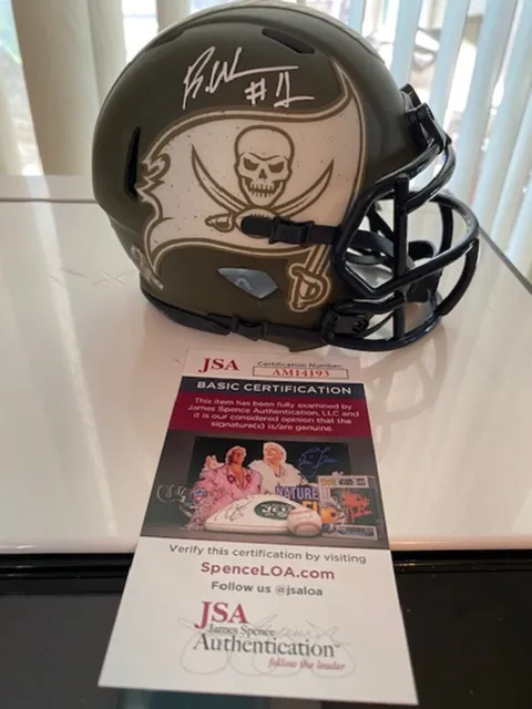 Tampa Bay Buccaneers Rachaad White Signed Salute To Service Mini Helmet Jsa Coa