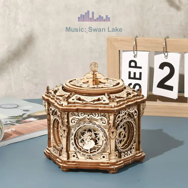 ROKR 3D Wooden Puzzle Romantic Music Box DIY Gift Mechanical Model Puzzle Toys