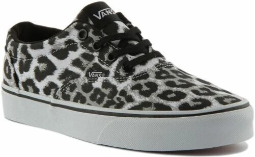 VANS Ward Neige Imprimé Léopard Lacet Baskets Noir Blanc Femmes UK Taille 3 - 8
