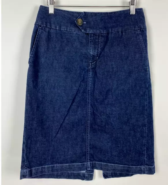 ANNE KLEIN JEANS Womens Denim Pencil Skirt Blue Pockets Zipper Slit 8 ...