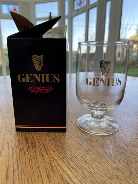 Vintage Guinness “GENIUS” Glass In Box.