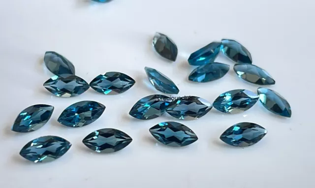 10 pc Lot Of Natural London Blue Topaz Marquise Cut 2x4mm to 6x12mm Faceted 3