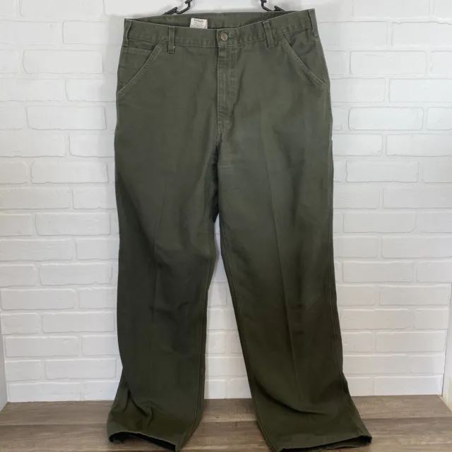 CARHARTT DUNGAREE FIT Work Pants 34 x 32 B11 MOS Green Carpenter $39.99 ...